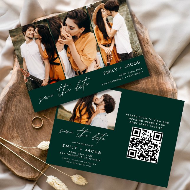 Emerald Green QR Code Save the Date 4 Photo (Creator Uploaded)