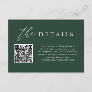 Emerald Green QR Code Wedding Details Enclosure Card