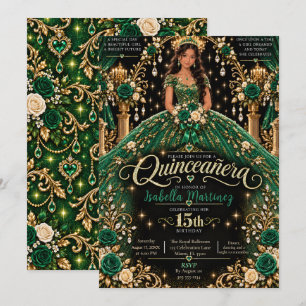 Emerald Green Quinceañera Celebration Invitation
