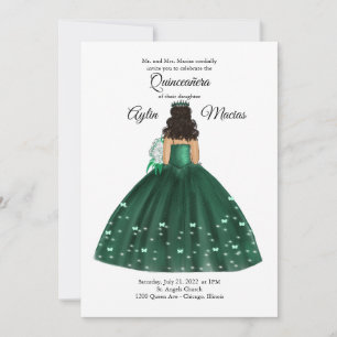 Emerald Green Quinceanera Gown   Invitation
