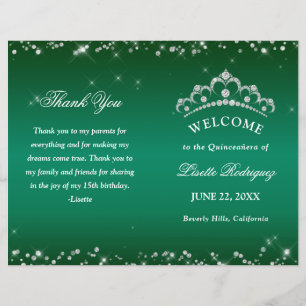 Emerald Green Quinceanera Program