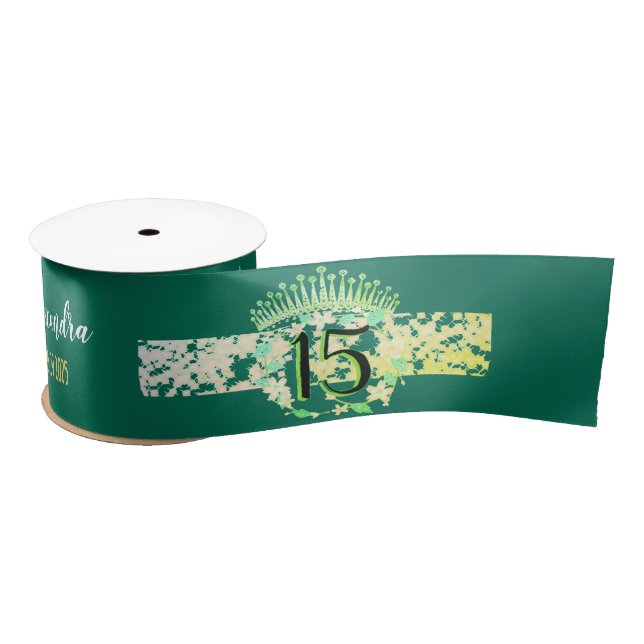 Emerald Green Quinceanera Vintage Boho Spanish Satin Ribbon (Spool)