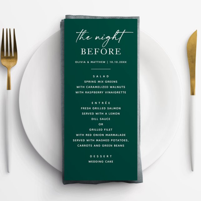 Emerald Green Rehearsal Dinner | The Night Before Menu (Creator Uploaded)