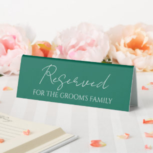 Emerald Green Reserved for Groom's Family Wedding