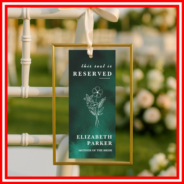Emerald Green Reserved Seating Wedding Tag Invitation (Creator Uploaded)
