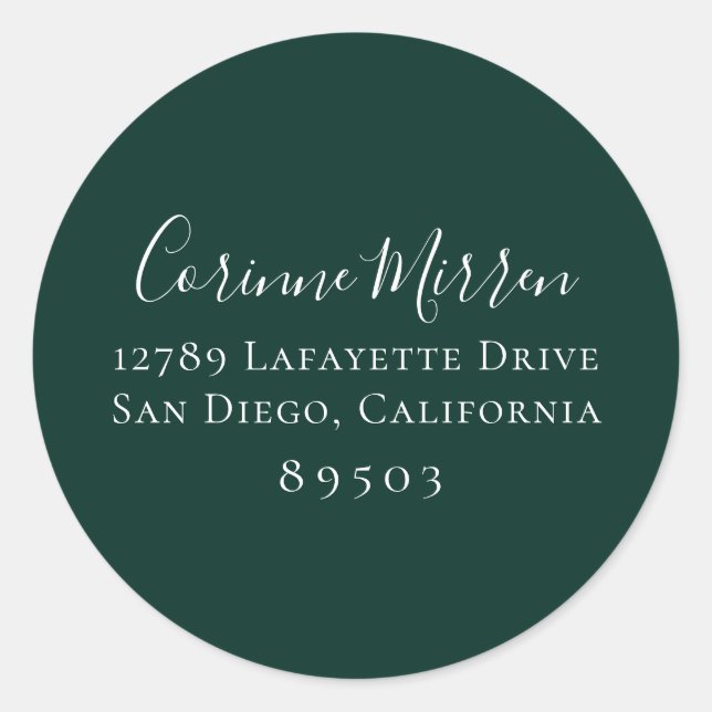 Emerald Green Return Address Sticker (Front)