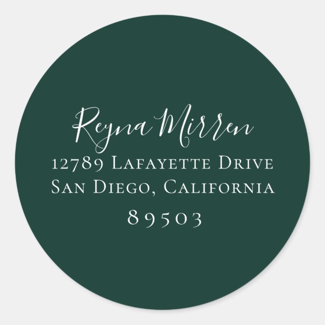 Emerald Green Return Address Sticker (Front)