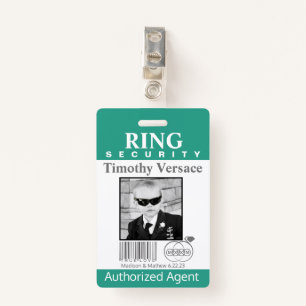 Emerald Green Ring Bearer Security Badge ID Badge