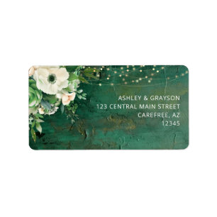 Emerald Green Romantic Floral Return Address Label