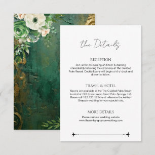 Emerald Green Romantic Floral Wedding Details Enclosure Card