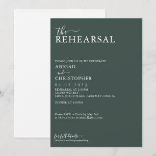 Emerald Green Romantic Wedding Rehearsal Dinner Invitation