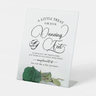 Emerald Green Rose Dancing Feet Flip Flop Wedding Pedestal Sign