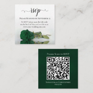 Emerald Green Rose Elegant Wedding RSVP QR Code Enclosure Card