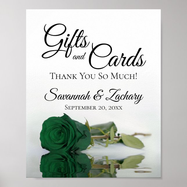 Emerald Green Rose Gifts & Cards Wedding Sign (Front)