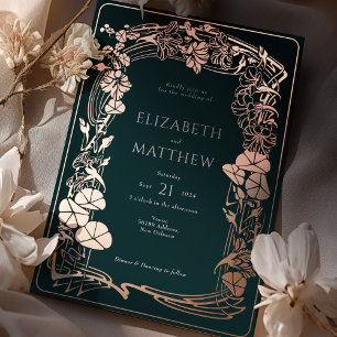Emerald Green Rose Gold Floral Wedding