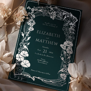 Emerald Green Rose Gold Floral Wedding