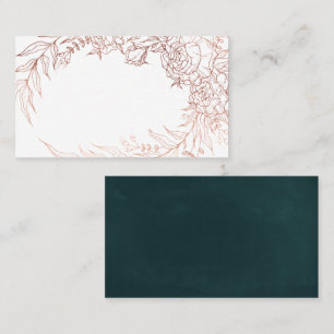 Emerald Green Rose Gold Flower Wreath Wedding Place Card
