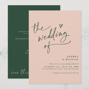 Emerald Green Rose Gold Fun Wedding Invitation