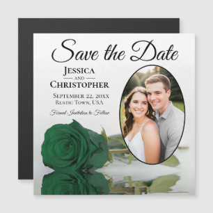 Emerald Green Rose Save The Date Photo Magnet