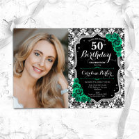 Emerald Green Roses Damask Photo 50th Birthday