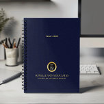 Emerald green Round Logo Name Professional Planner<br><div class="desc">Stay organised and elevate your professional image with our Custom Spiral Planner, featuring a refined navy blue leather-look design that combines sophistication with functionality. A customisable square space on the cover allows you to prominently display your business logo over a gold texture while two additional lines of editable text offer...</div>