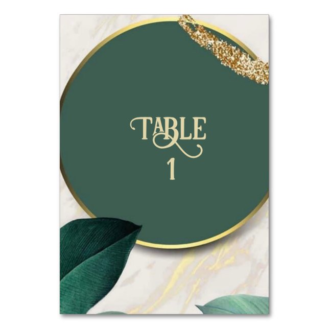 Emerald Green round wedding Table Number (Front)