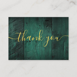 Emerald Green Rustic Barn Wood Wedding Thank You Place Card