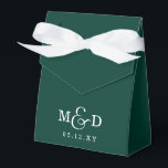Emerald Green Rustic Boho Modern Monogram Wedding Favour Box<br><div class="desc">Emerald Green Rustic Boho Modern Monogram Wedding Favour Boxes</div>