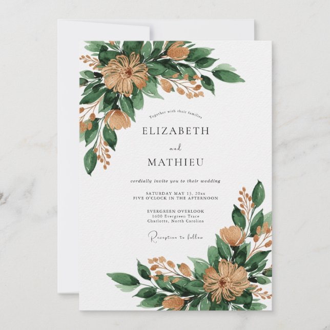 Emerald Green Rustic Forest Wedding Invitation (Front)