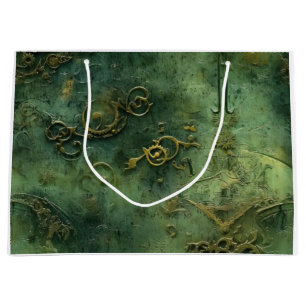 Emerald Green Rustic Steampunk Clock (10) Large Gift Bag