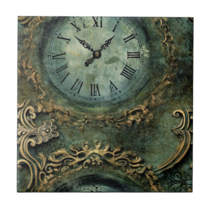 Emerald Green Rustic Steampunk Clock (1) Tile