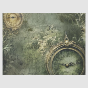 Emerald Green Rustic Steampunk Clock (7) Tissue Paper