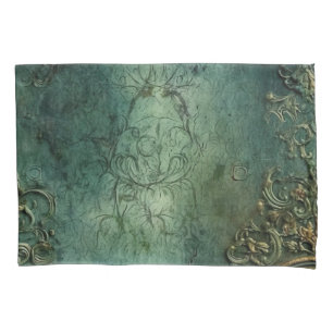 Emerald Green Rustic Steampunk Clock (8) Pillowcase