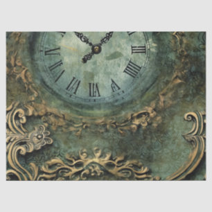 Emerald Green Rustic Steampunk Clock Tissue Paper