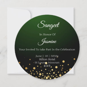 Emerald Green Sangeet Card Wedding