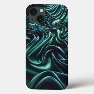 Emerald Green Satin Waves Phone Case - Luxury Silk
