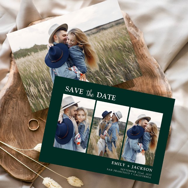 Emerald Green Save the Date 4 Photo Simple (Creator Uploaded)