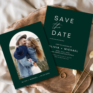Emerald Green Save the Date Photo Announcement Flyer