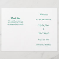 Emerald Green Script Bi-Fold Wedding Program