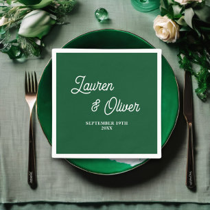 Emerald Green Script Minimalist Wedding Napkin