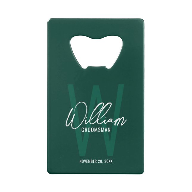 Emerald Green Script Personalised Groomsman's Name (Front)