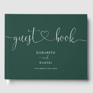 Emerald Green Script Script Wedding Guest Book