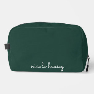 Emerald Green Script    Stylish Monogram Modern Dopp Kit
