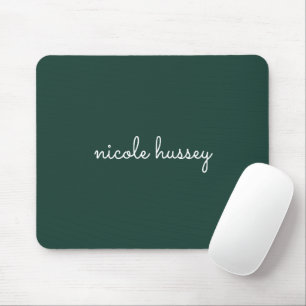 Emerald Green Script   Stylish Monogram Modern Mouse Mat