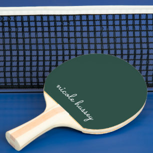 Emerald Green Script    Stylish Monogram Modern Ping Pong Paddle