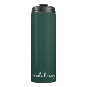 Emerald Green Script    Stylish Monogram Modern Thermal Tumbler