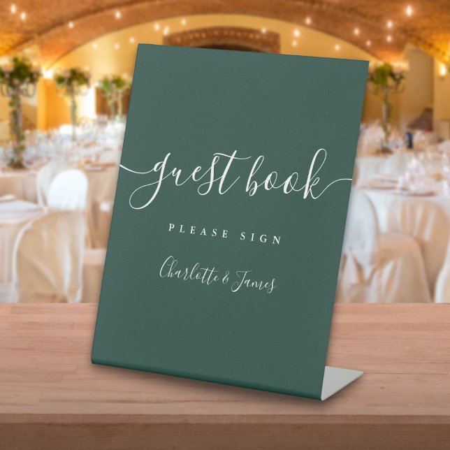 Emerald Green Signature Script Guest Book Pedestal Sign (Emerald Green Signature Script Guest Book Pedestal Sign)