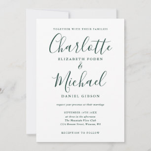 Emerald Green Signature Script Wedding Invitation