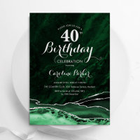 Emerald Green Silver Agate 40th Birthday