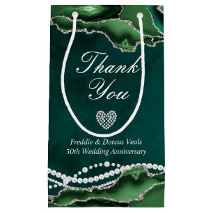 Emerald Green, Silver and Pearl Gift Bag